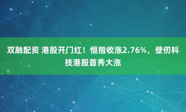 双融配资 港股开门红！恒指收涨2.76%，壁仞科技港股首秀大涨